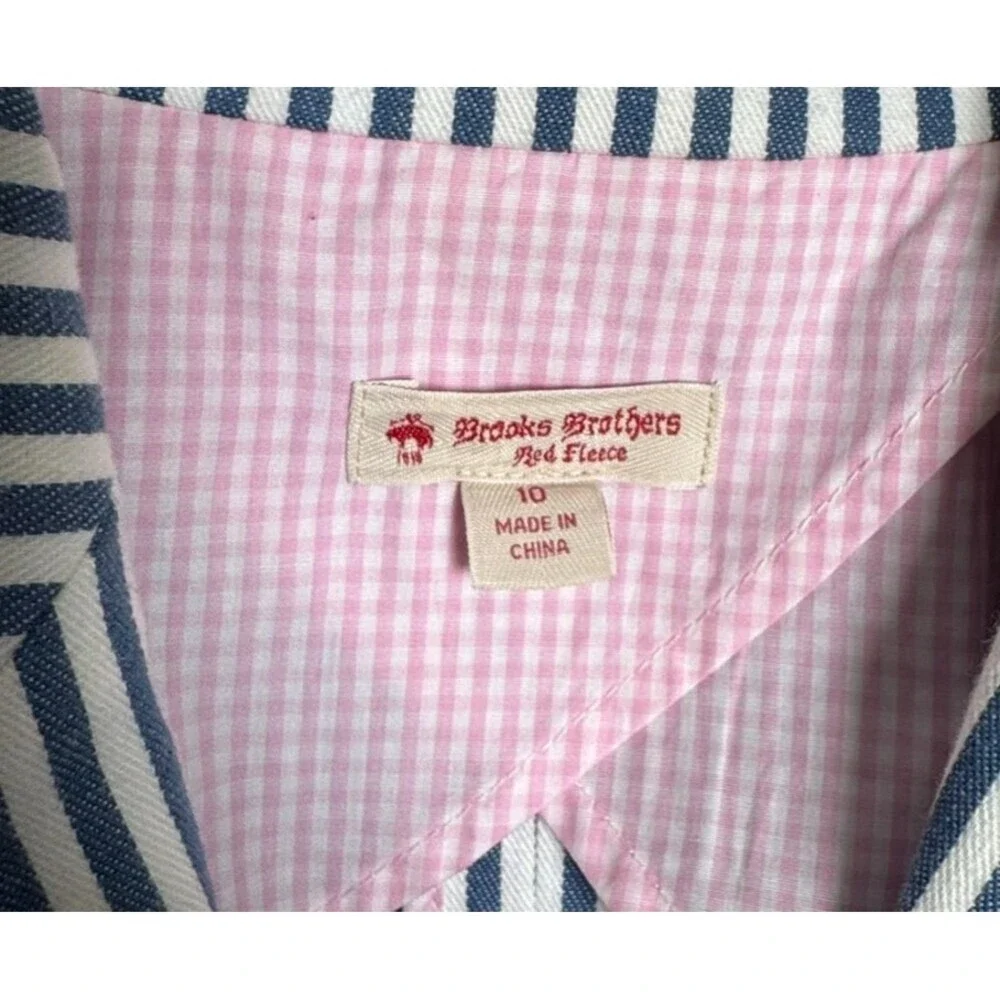 Brooks Brothers Red Fleece Blue White Stripe Cotton Blazer Jacket 10 - Picture 4 of 9